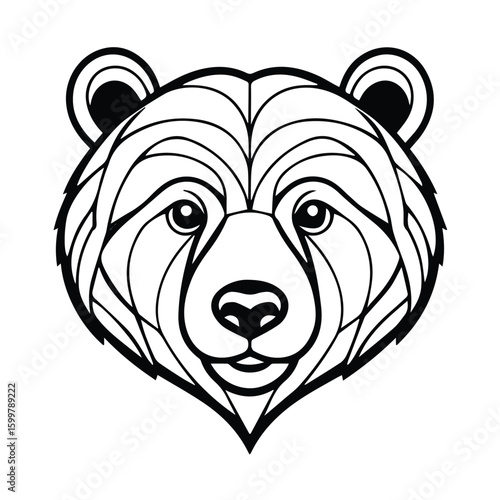 Abstract bear head graphic design, without demographic details, in a simple, outlined style. Image presented against a white background.