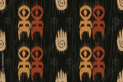 Seamless Tribal Ikat Pattern in Warm Earth Tones – Vector Textile Design
