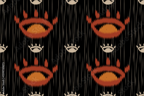 Seamless Tribal Ikat Pattern in Warm Earth Tones – Vector Textile Design.