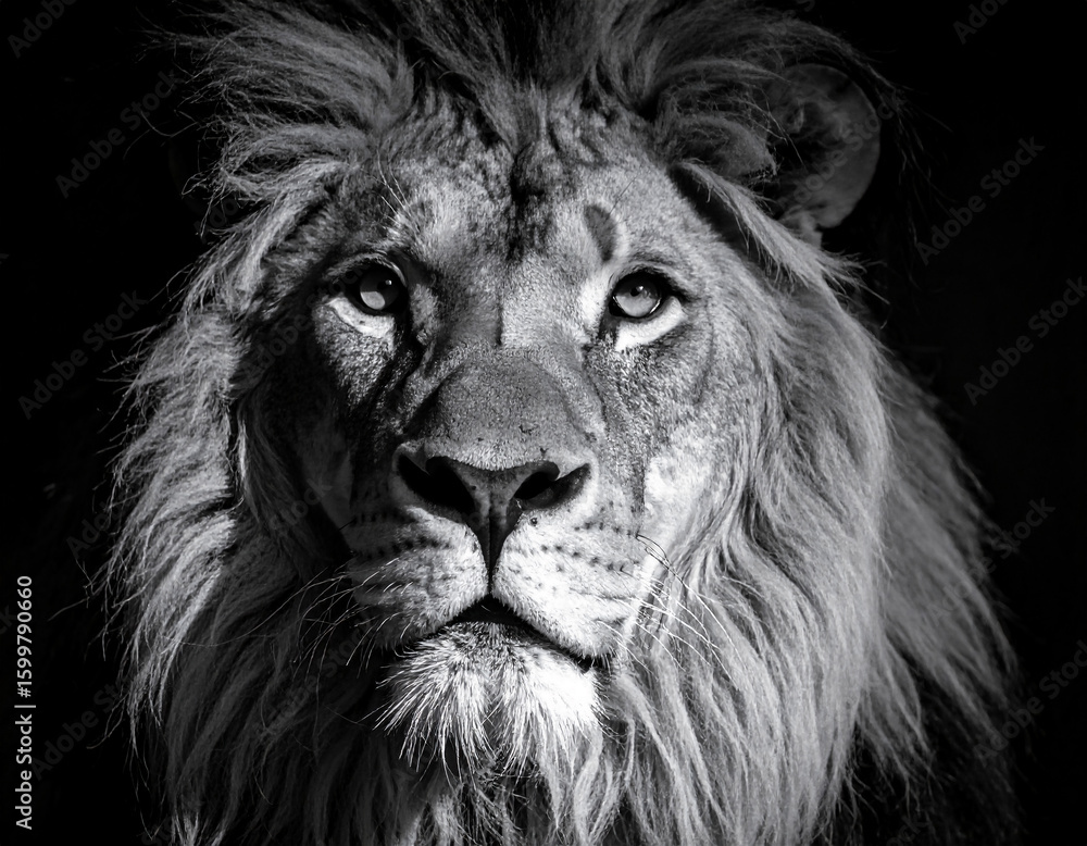 custom made wallpaper toronto digitalMonochrome Artistic Portrait of Majestic Male Lion