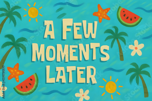 Graphic Transition A Few Moments Later Illustration with Tropical Elements