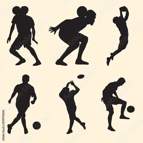 Dynamic football player action poses and team elements