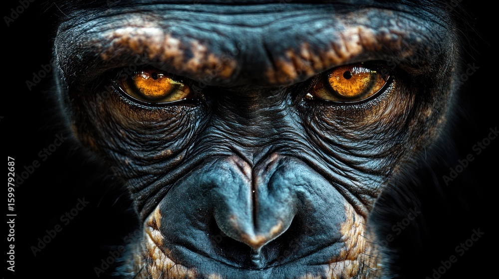 Intense Gaze: A Close-Up Portrait of a Bonobo Ape Intense Gaze: A Close-Up Portrait of a Bonobo Ape
