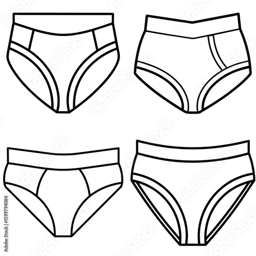 Underwear Icon – Outline Vector Illustration of Basic Undergarment