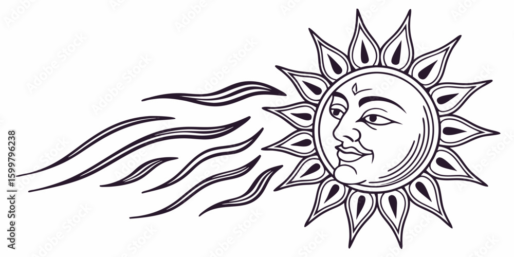 Fototapeta premium Bright sun symbol artwork, vector design on white background vector illustration