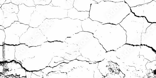 white textured wall with cracks and brick foundation, creating a distressed and some dark spots, textured appearance. it looks aged	