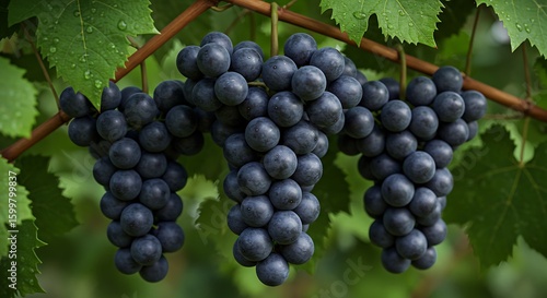 Wallpaper Mural Lush bunches of ripe dark grapes hanging on the vine in a vineyard perfect for winemaking and delicious eating Torontodigital.ca