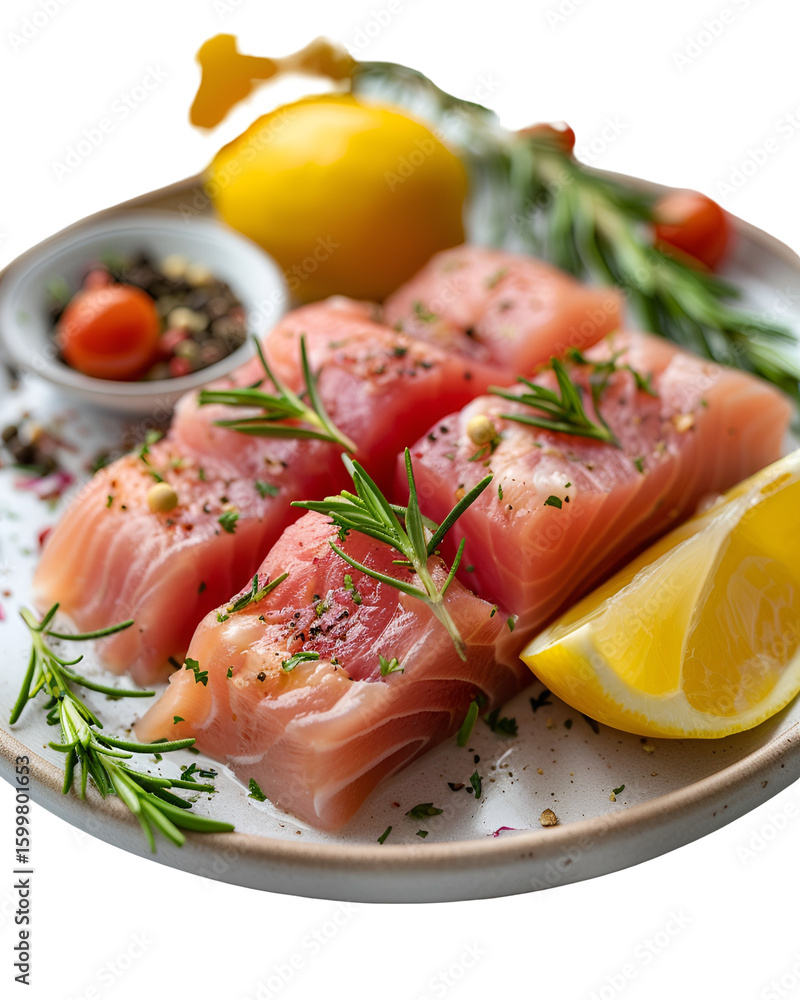 Seasoned Salmon Steaks Lemon Rosemary Herbs Seasoned Salmon Steaks Lemon Rosemary Herbs
