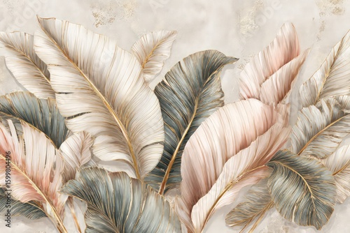 Elegant Abstract Floral Pattern With Gold Accents