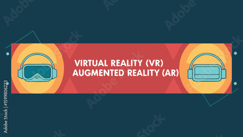 Modern VR and AR Headset Icons:  Vibrant Flat Design, Technology Concept, Futuristic Mood,  Digital Innovation,  User Interface,  Graphic Design Elements,  Web Banner,  App Icon,  Trendy Style.