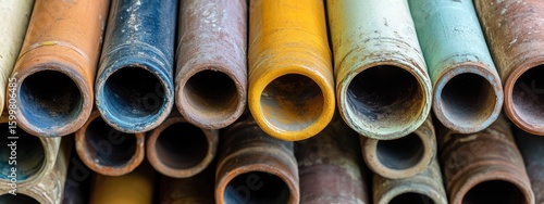 Colorful Collection of Vintage Ceramic Pipes in Various Tones and Textures