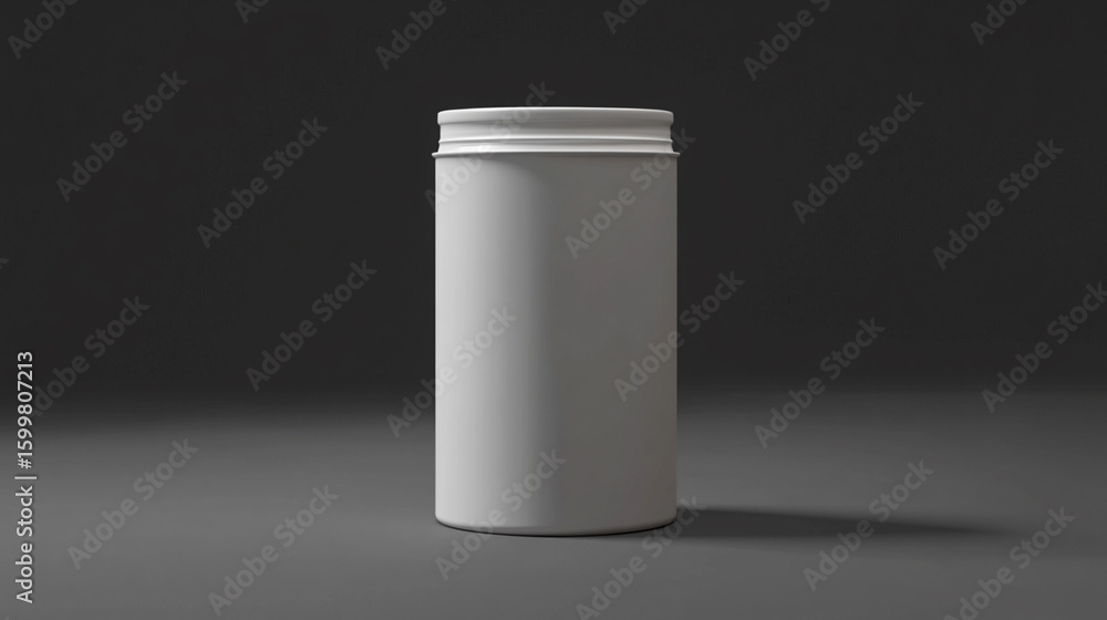 Blank white cylindrical tin can on dark background Blank white cylindrical tin can on dark background