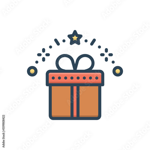 Color illustration icon for gift