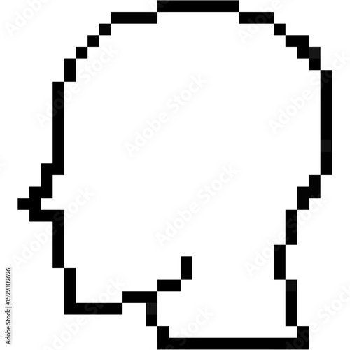 Pixel side head icon vector, great for user profiles, avatars, or anonymous identity representation. A minimalist, retro-inspired graphic perfect for digital interfaces.