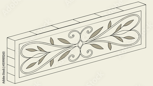 Isometric floral ornament design element for architecture and decorative wall art vector illustration
