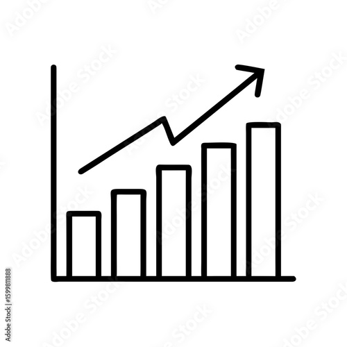 Free Download Growth chart with upward trend line in simple black and white style   - GFXLoad