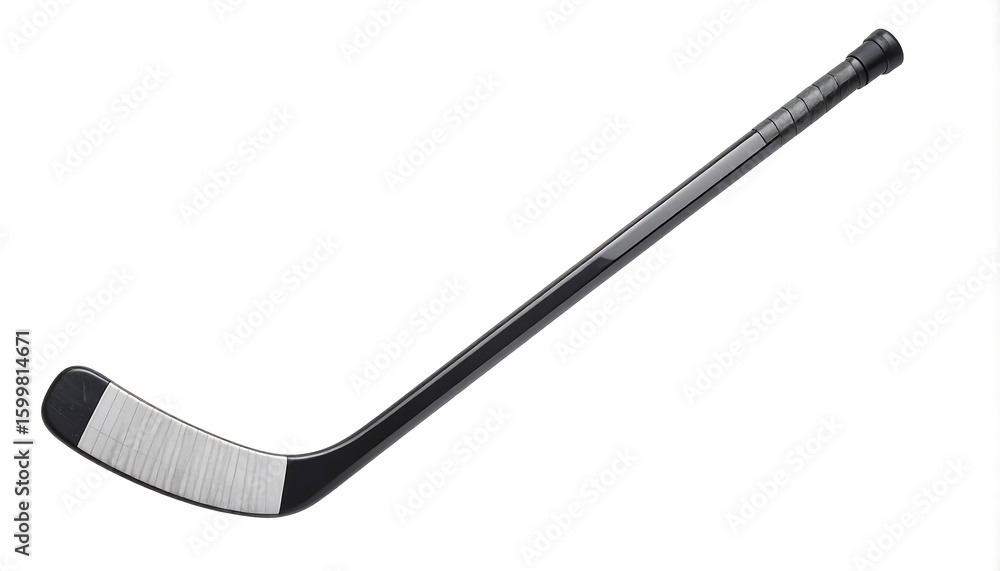 Naklejka premium Black hockey stick angled on white background