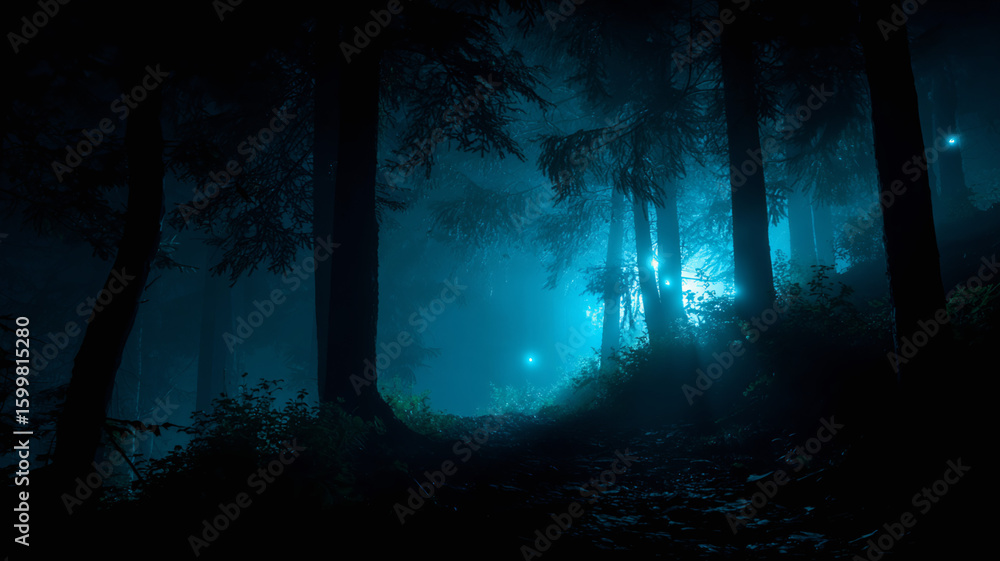 Fototapeta premium dark forest in the night