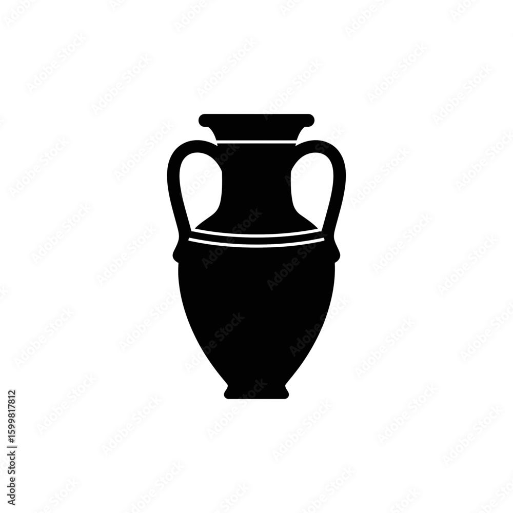 Silhouette of an ancient Greek amphora, a classic pottery vase. Silhouette of an ancient Greek amphora, a classic pottery vase.