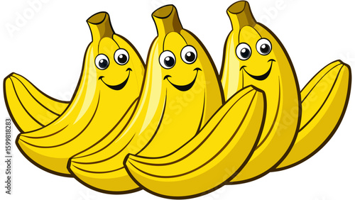 vector illustration of group of  yellow banana fruit  in white background .