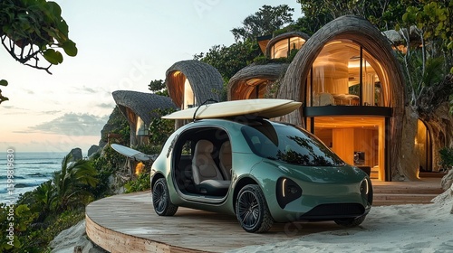 Luxury Electric Vehicle by the Ocean: Sustainable Coastal Living