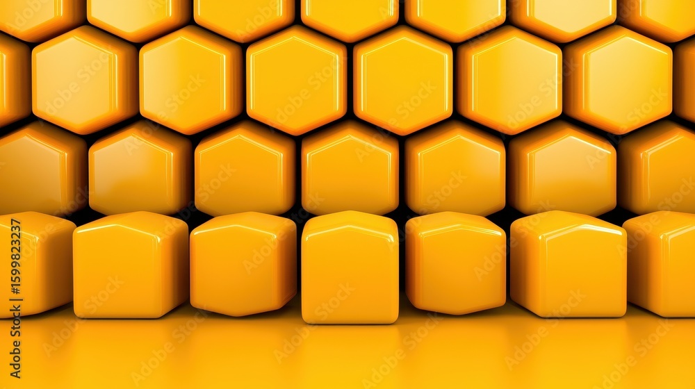 Obraz premium Abstract Yellow Hexagonal and Cubic Background