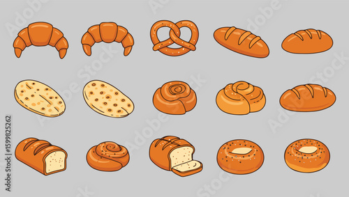 A Flat Bold Icon Set Unique and Traditional Asian Street Food Items