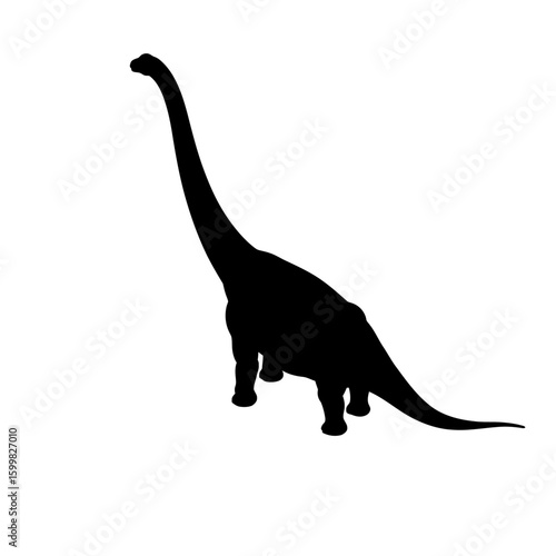 Silhouette of a large dinosaur, likely a sauropod, standing upright.