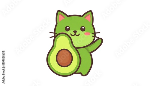 Cute cartoon cat holding an avocado (1)