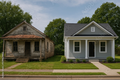 small houses in a residential neighborhood.