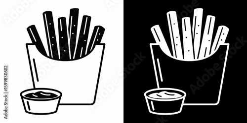 French fries icon with dipping sauce