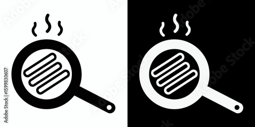 Frying pan with grill marks icon for cooking concepts.