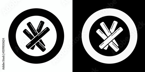 Monochrome vector icon of stacked firewood in a circle
