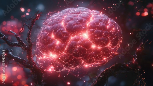 Glowing Brain in Dark Forest