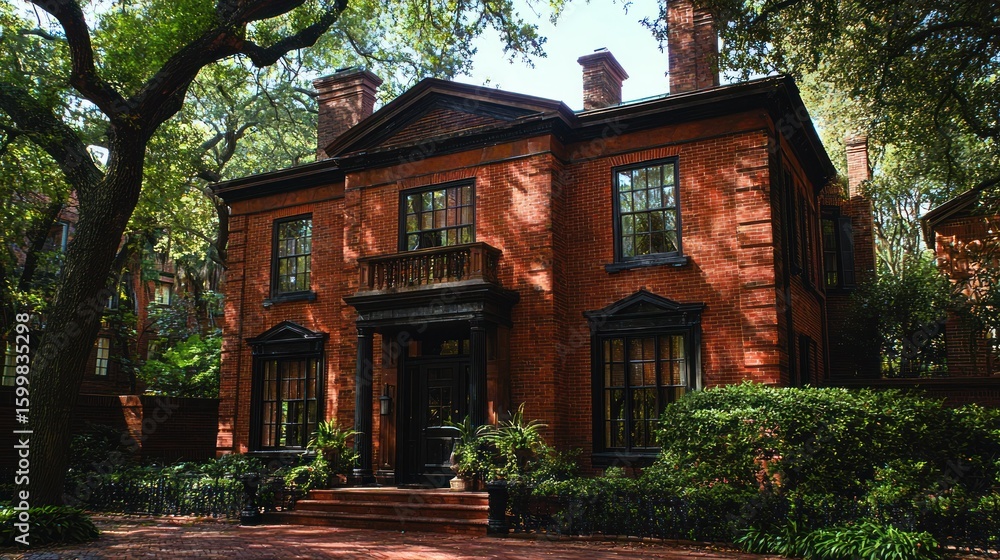 Fototapeta premium Historic Brick Mansion on a Sunny Day