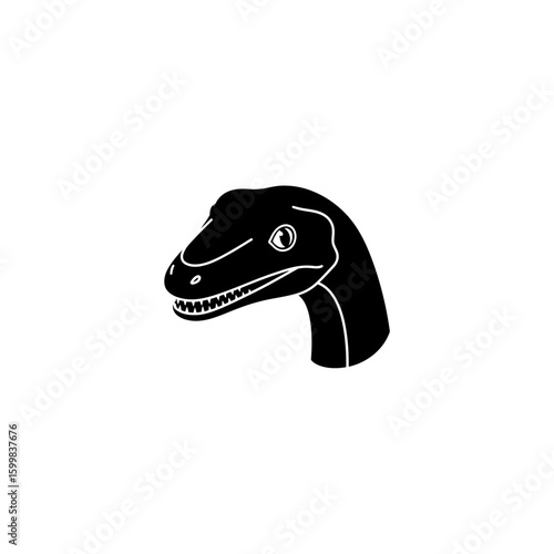 Silhouette of a dinosaur's head, profile view, simple line art style.