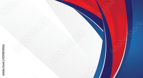 Abstract blue and red gradient curved shape on white background