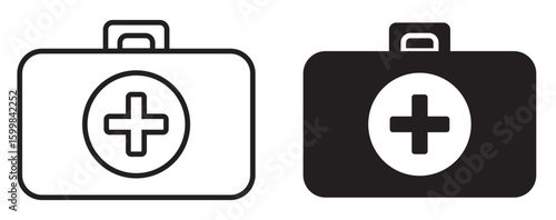 Suitcase of medicine icon with filled and outline. Vector illustration.