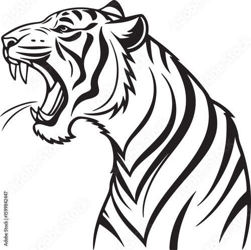 Wallpaper Mural Roaring Tiger Profile Outline Torontodigital.ca