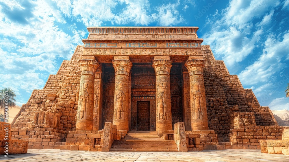 Fototapeta premium Ancient Egyptian Temple under a Bright Sky