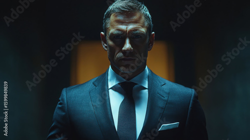 Professional businessman in suit exuding confidence and determination