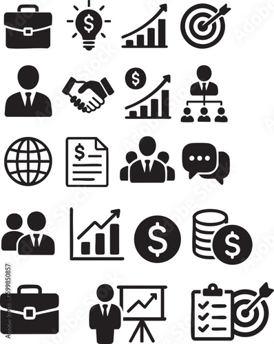 Corporate business icons for analytics and strategy