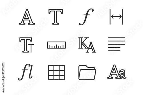 Typography tools and symbols for text formatting and design concepts