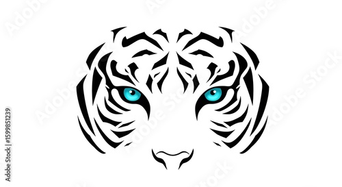 Majestic White Tiger Portrait with Striking Blue Eyes and Intricate Pattern for Wildlife Enthusiasts