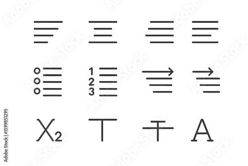 Gray text alignment and formatting icons on gradient background