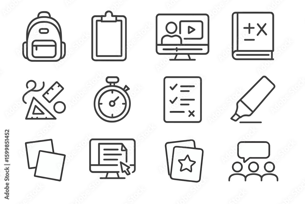 Fototapeta premium School tools and learning icons on a gradient background