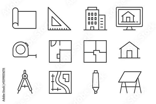Architectural tools and symbols for building design and planning