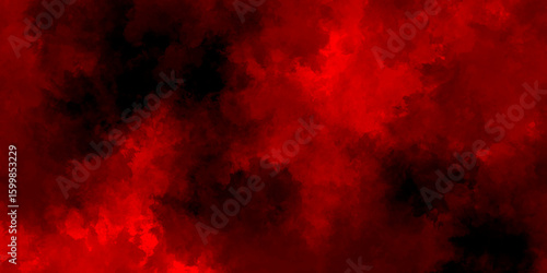 Abstract grunge red and black powder explosion cloud on black background. dark red smoke Like cloud wave effect on black. dark fire flame grunge texture background. toned fiery red sky.