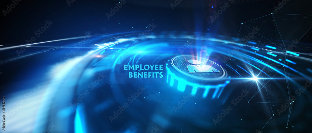Fototapeta premium Business, Technology, Internet and network concept. Shows the inscription: EMPLOYEE BENEFITS. 3d illustration