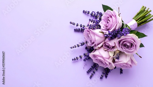 Lavender and rose bouquet on purple background (1)